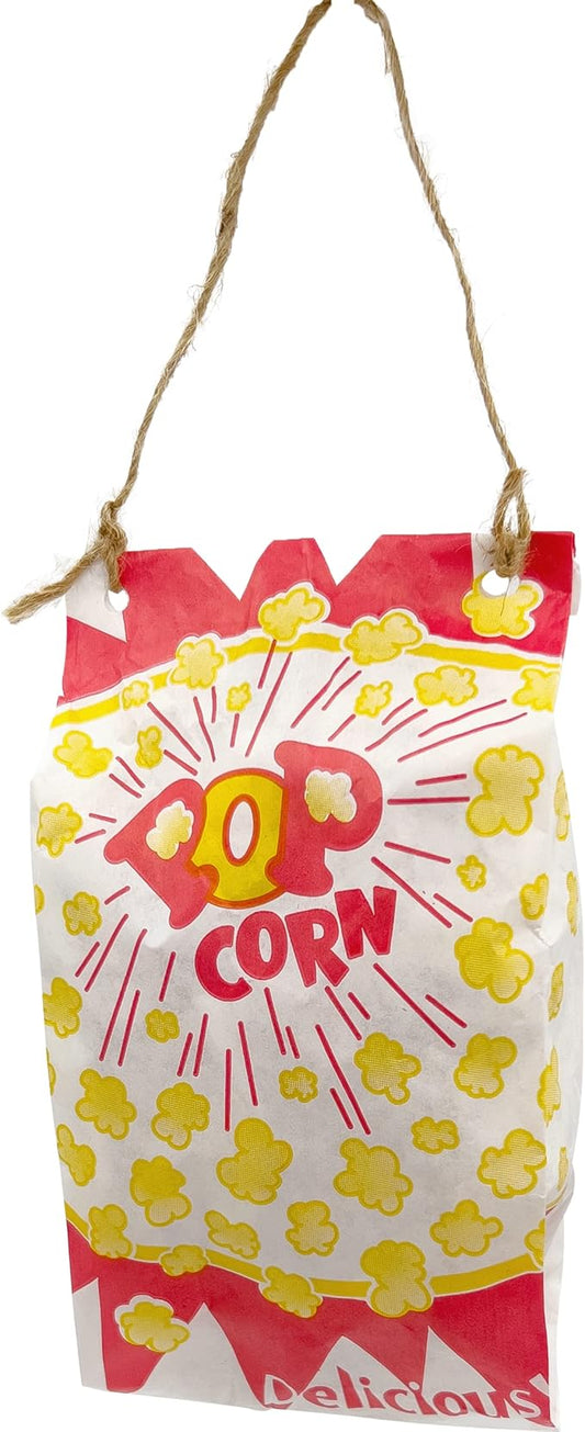 5112 Sola Popcorn Shredder - Handmade Super shreddable Bird Toy, Food Grade Popcorn Bag, Handcut sola Wood Pieces, Natural Jute Twine Hanger, Delightfully Fun for Birds to Shred and chew