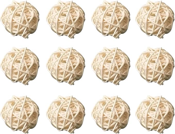 HANZE Rattan Balls,Sepak Takraw, Vine Ball, Parrot Chew Toy and Stimulation Ball Set (Set of 12)
