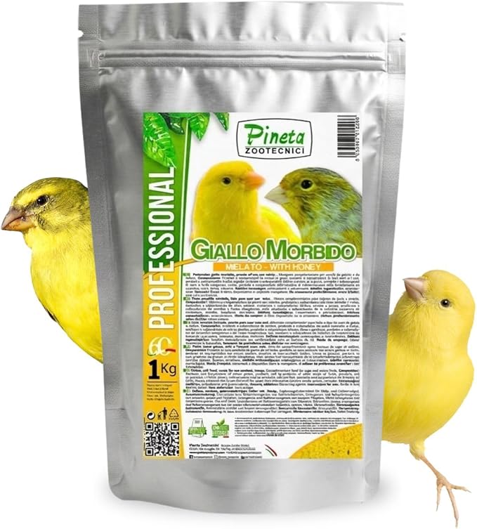 Giallo Morbido with Honey 1Kg Rich in Fats, Minerals and Proteins, Bird Food, Canary Food, Pet Accessories, Bird Breeding, Bird Egg Food, Comida para Canarios, Birds Seed , Pet Bird Food, Parakeet