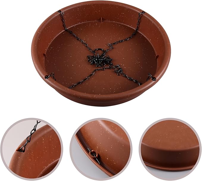Happyyami Outdoor Hanging Bird Bath and Feeder Basin Iron and PP Material Multi-Purpose Tray for Garden Decoration and Bird Feeding