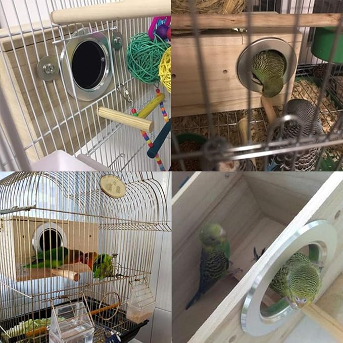 YJJKJ Wood Parakeet Nest Box Pet Bird House Parrot Breeding Mating Box Bird Cage Box for Lovebirds Cockatiel Parrotlets Budgerigar Parakeet (M)