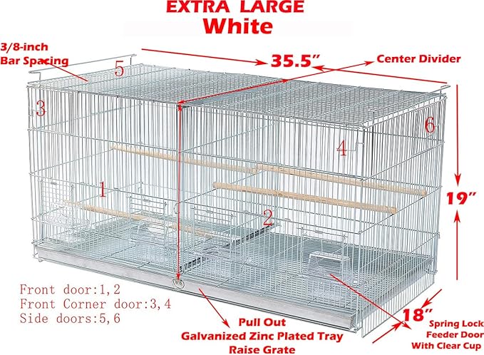 Combo: Extra Large Stack & Lock Breeder Bird Flight Cage Breeding Side Nest Box Door Removable Center Divider