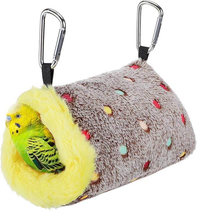 MEWTOGO Small Winter Warm Bird Nest for Cage - Comfortable Birds Bed with Support Plate, Hanging Shed Hideaway Hammock Hut Gift for Budgerigar Canaries Lovebirds