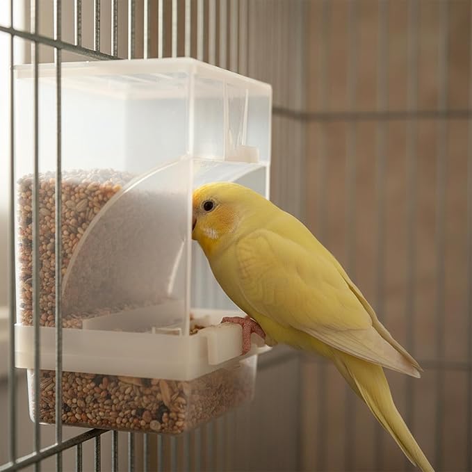 Hypeety Automatic Bird Feeder No Mess Pet Feeder Seed Food Container Perch Cage Accessories for Budgerigar Canary Cockatiel Finch Parakeet