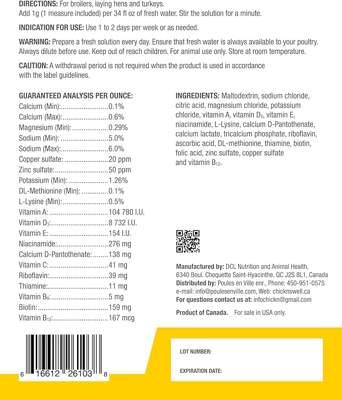 Chick'n Vitamins, Vitamins for Poultry and Backyard Chickens- Supplement from Chick'N Swell Brand for All Fowls, Birds and Ducks of All Ages. with B12-10.5 oz
