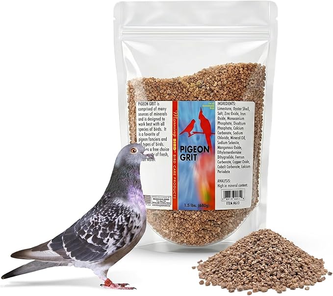 Morning Bird Pigeon Grit - Healthy & Nutritious Pigeon Food to Support Strong Muscles & Bones for Grit Eating Birds - Supports Digestion & Packed with Essential Minerals, 1.5 lbs