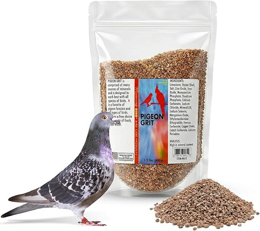 Morning Bird Pigeon Grit - Healthy & Nutritious Pigeon Food to Support Strong Muscles & Bones for Grit Eating Birds - Supports Digestion & Packed with Essential Minerals, 1.5 lbs