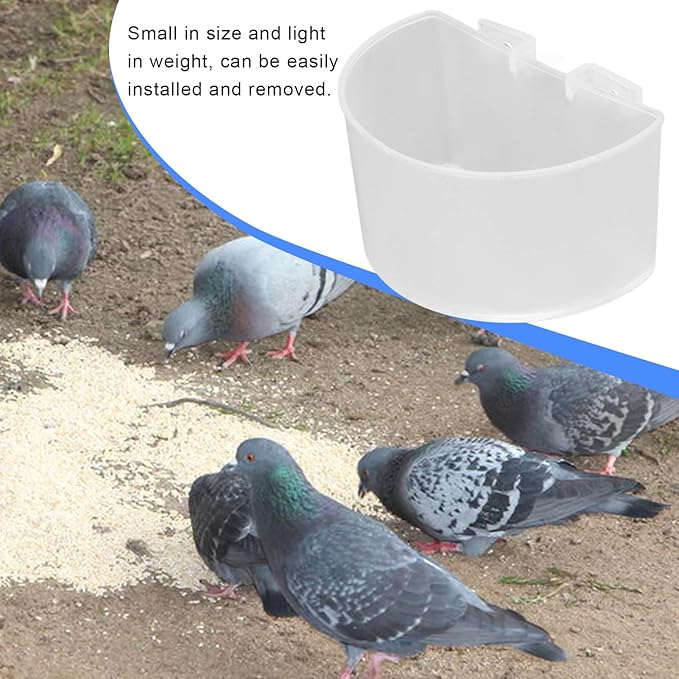 TOPINCN 20pcs Cage Cups Bird Feeders, Bird Food Bowl Hanging Water Cup Parrot Food Bowl Plastic Parrot Water Feeding Cup Birdcage Feeder for Parrot Poultry Pigeon(L-White)