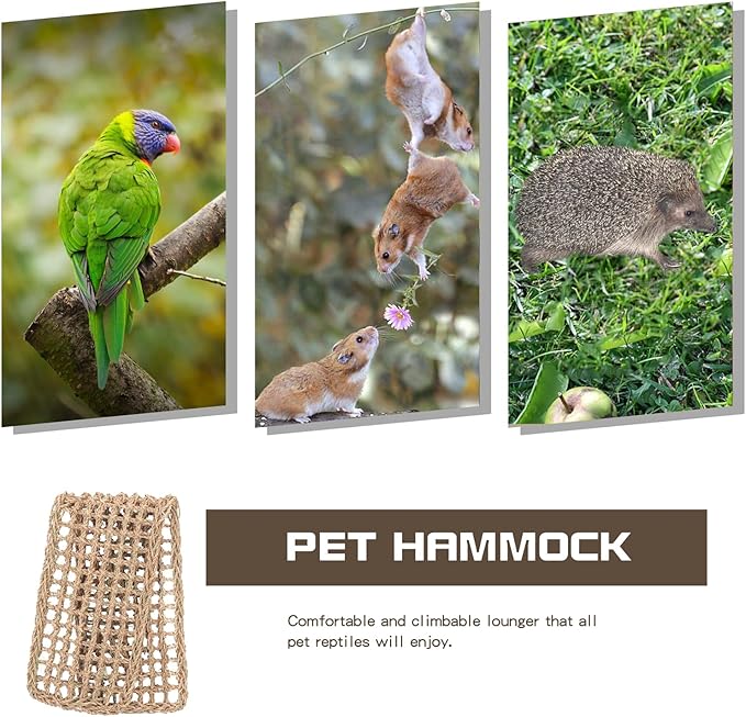 20.5 x 7.9 Inches Bird Seagrass Mat, Natural Seagrass Woven Bird Net Hammock Mat, Cage Accessories, Climbing Rope Ladder Chew Toys for Parrots Cockatoos Lovebird Cockatiel Budgie Hamster Parakeet