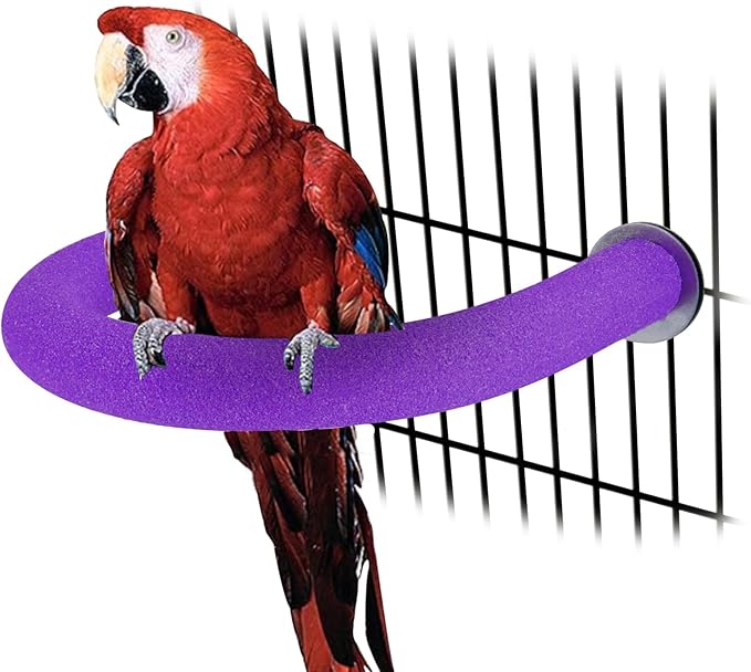 Rypet U Shape Parrot Perch Stand Toy for Paw Grinding Clean Stick Exercise, Rough-Surfaced Quartz Bird Perch Standing Cage Accessories for for Small Parakeets Cockatiels Conures Macaws (Purple XL)
