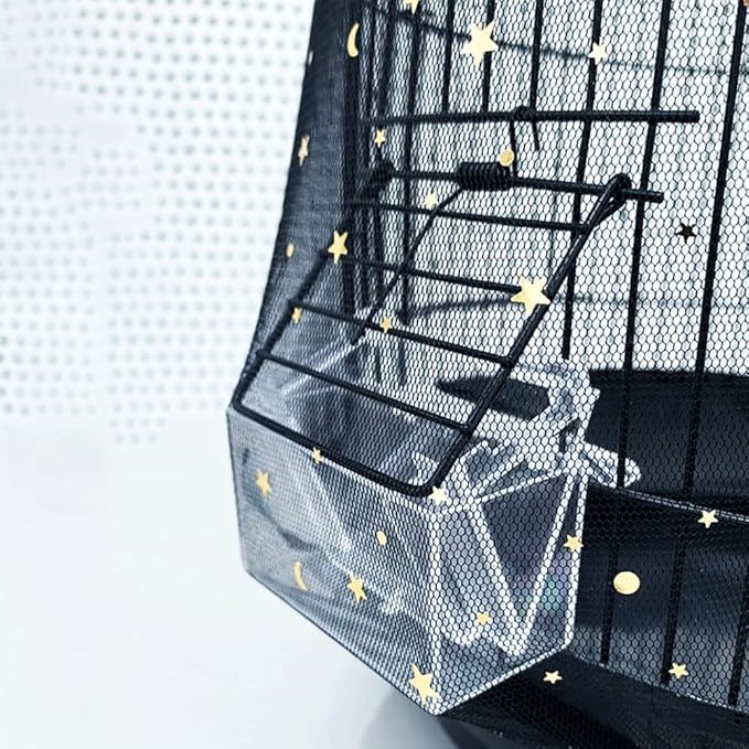 TJCGCKK 2 PCS Mesh Bird Cage Seed Catcher Birdcage Cover Bird Cage Skirt Guard Mesh Netting Twinkle Star for Round Square Cage