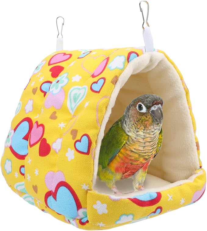 Hypeety Bird Hanging Hammock Nest Parrot Winter Warm Nest House Comfortable Plush Bird Bed for Cage Winter Bird Hideaway Hut for Cockatiels Budgies Parakeets Lovebirds Conures Hamsters (Cordate)