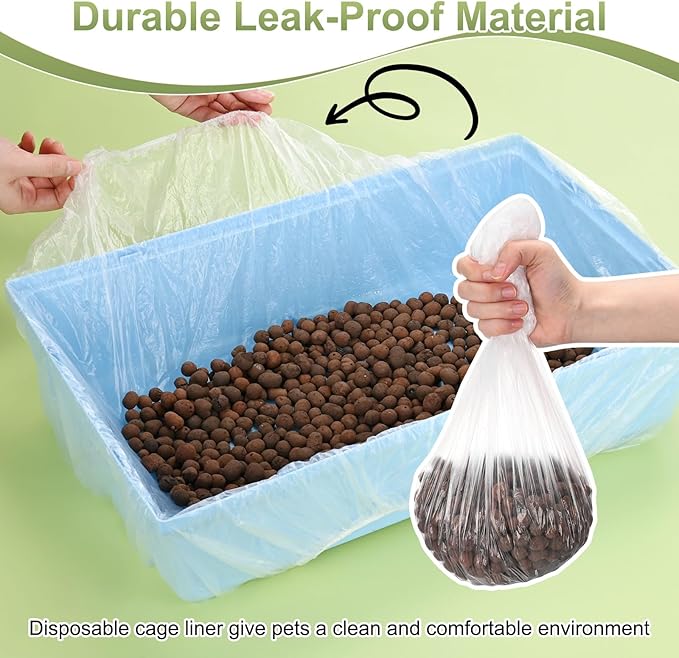 M METERXITY 50-Pcs Disposable Cage Liners, Clear Plastic Universal Toilet Film for Bunny Guinea Pig Bird Hamster Small Animals, Quick Cleanup Cage Liner Bag Tray Accessories(28" x 20")