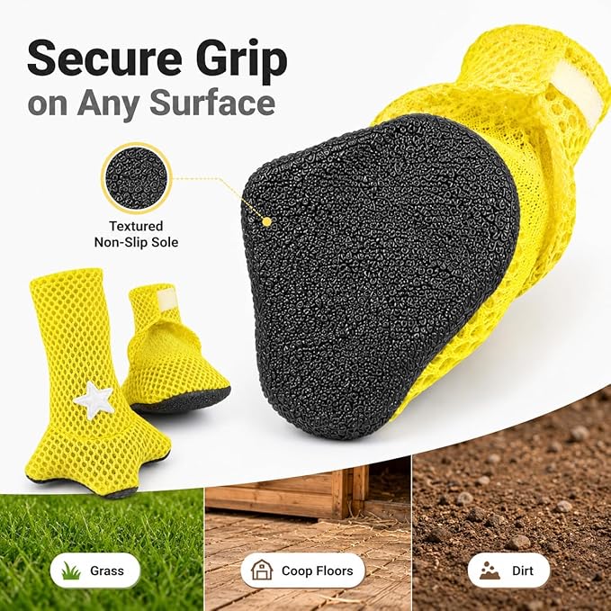 Chicken Boots for Chickens - Breathable Poultry Shoes with Non-Slip Sole for Backyard Chickens (Little Stars)