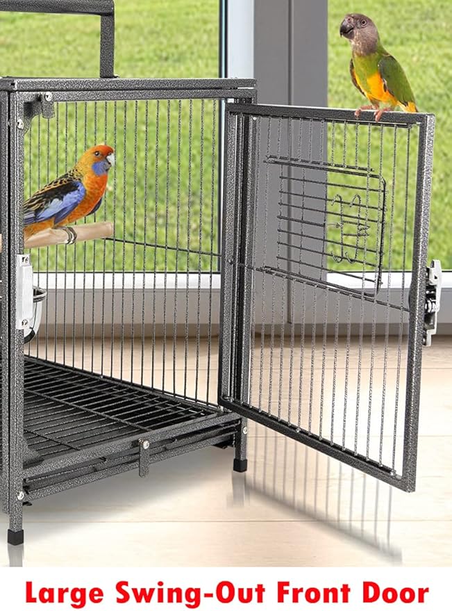 Deluxe Portable Wrought Iron Bird Travel Parrot Vet Carrier Cage Prevent Beaks Out Pet Products for Parrots Conures Cockatiel Amazon African Grey