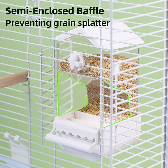 No Mess Parrot Automatic Feeder Anti-Scattering Bird Feeder for Cage Bird Food Bowl Container Parakeet Cage Accessories Finch Lovebirds Budgies Canary (Round Roofs)