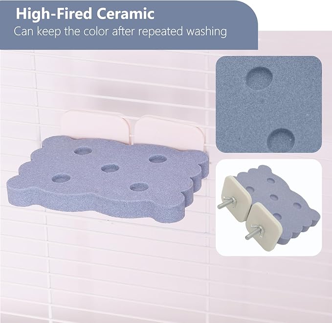 Bird Perch Stand for Parrots – Natural Ceramic Grinding Stick for Beak, A Safe, Non-Shedding Chewing and Claw-Trimming Perch for Parrots (Blue, Medium Size)