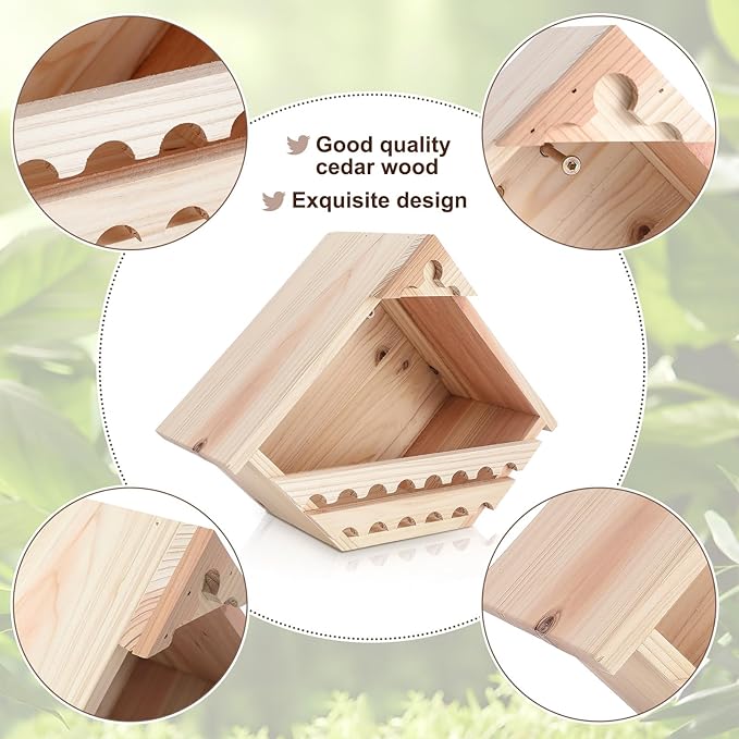 DoubleFill 1 Pcs Cedar Dove Nesting Box Bird House Outdoor Wood Triangular Opening Bird Box House for Doves Nesting and Roosting Platform Garden Decoration