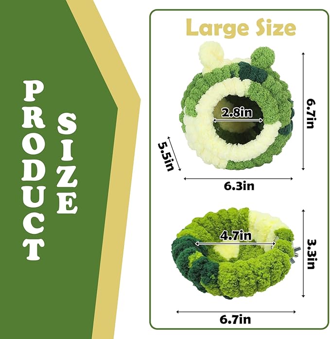 Bird Nest, Warm Bird Nesting House, Bird Breeding House Cockatiel Snuggle Hut for Conure, Cockatiel, Lovebird, Budgie,Canary, Finch, Hamster and Other Small Pets (Green, L, 2 PCS)