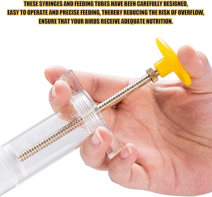 Bird Feeding Syringe Set,Parrot Syringe Feeder with Feeding Spoon and Tubes,Baby Bird Feeding Syringe Manual Tools for Pigeons Parrots Sparrows Small Animals Feed Liquid Milk Medicine (Clear 50ML)