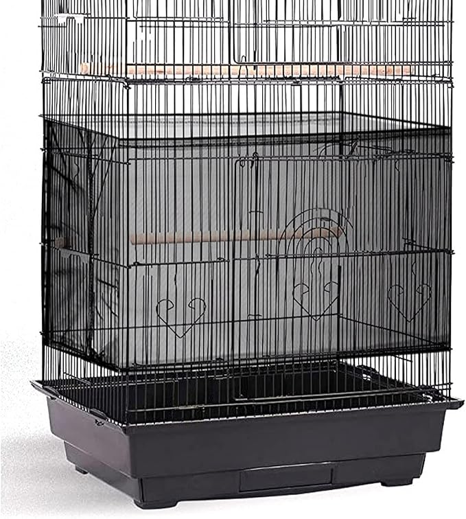 Shappy Large Bird Cage Seed Catcher,Bird Cage Cover Net Skirt Guard,Adjustable Soft Airy Mesh Net for Parrot Parakeet Macaw(78.7 x 15 Inch/ 200 x 37 cm,Black)
