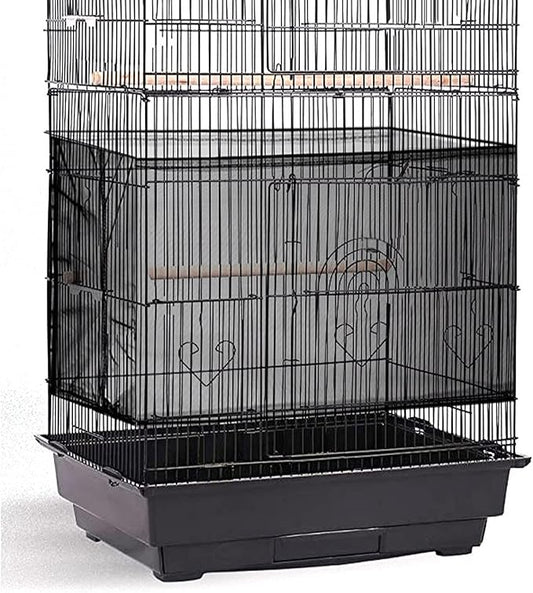 Shappy Large Bird Cage Seed Catcher,Bird Cage Cover Net Skirt Guard,Adjustable Soft Airy Mesh Net for Parrot Parakeet Macaw(78.7 x 15 Inch/ 200 x 37 cm,Black)