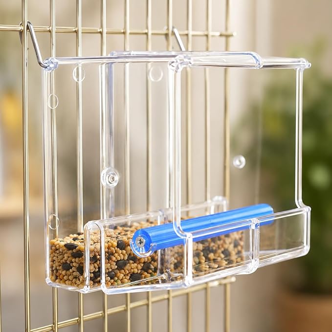 Bonka Bird Toys Seed No Mess Bird Feeder Parrot Cage Accessory Seed Treat Enclosure Pet, Canary, Parrotlet, Budgies, and Similar Breed Sizes