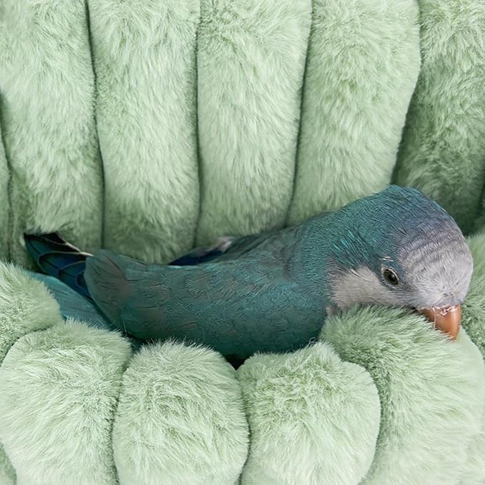 Yanmucy Bird Nests for Cages Waterproof Plush Winter Bird Hammock Hanging Warm Parrot Bed Cozy Corner Parrot House Tent for Sleeping Playing (Green, Small)