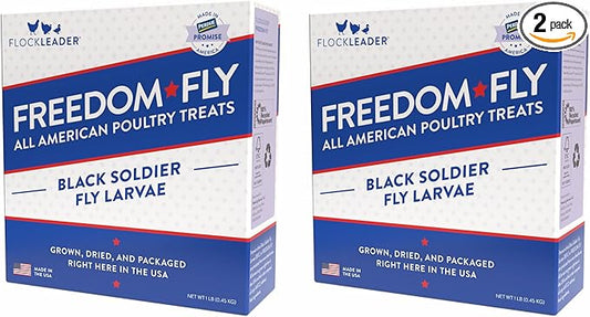 FLOCKLEADER Freedom Fly, All American Dried Black Soldier Fly Larvae Poultry Treats, 1 lb (Pack of 2)