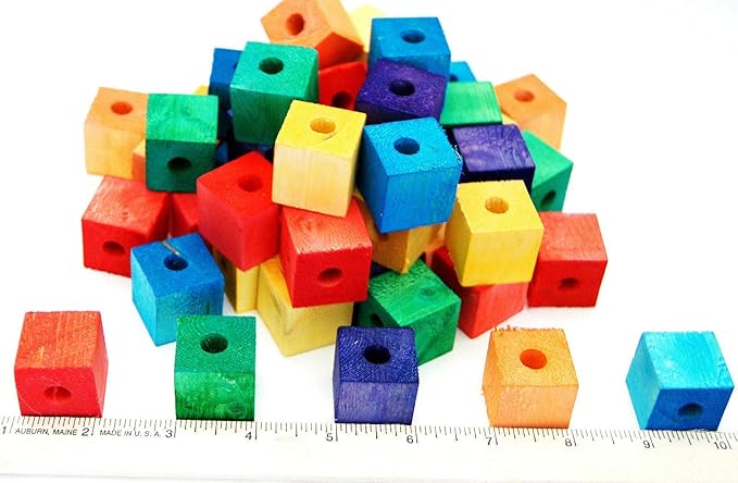 Colored Wooden Wood 48 Pcs. Blocks Parts for Bird