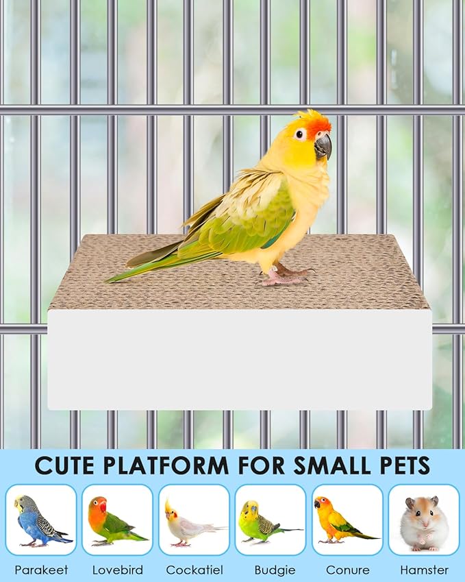 KATUMO Parrot Toys, 7.87 Inch Conure Shredder Foraging Chew Toys Bird Perch Stand Cardboard for Parakeet Cockatiel Canary Conure Mynah Small Parrots