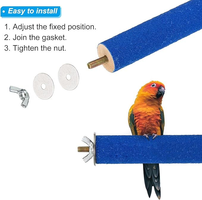 PATIKIL 1x12 Bird Paw Grinding Stick, Bird Wood Perch Stand Cage Accessory for Small Bird Parrot Lovebird Parakeet Cockatiel, Blue