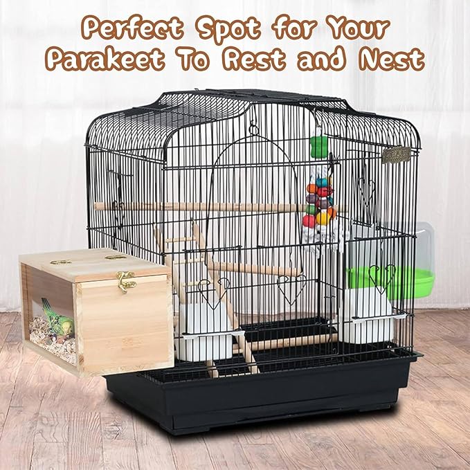 1 Piece Transparent Bird House Cage Wood Breeding Box for Parrot Parakeet Cockatiel Lovebirds