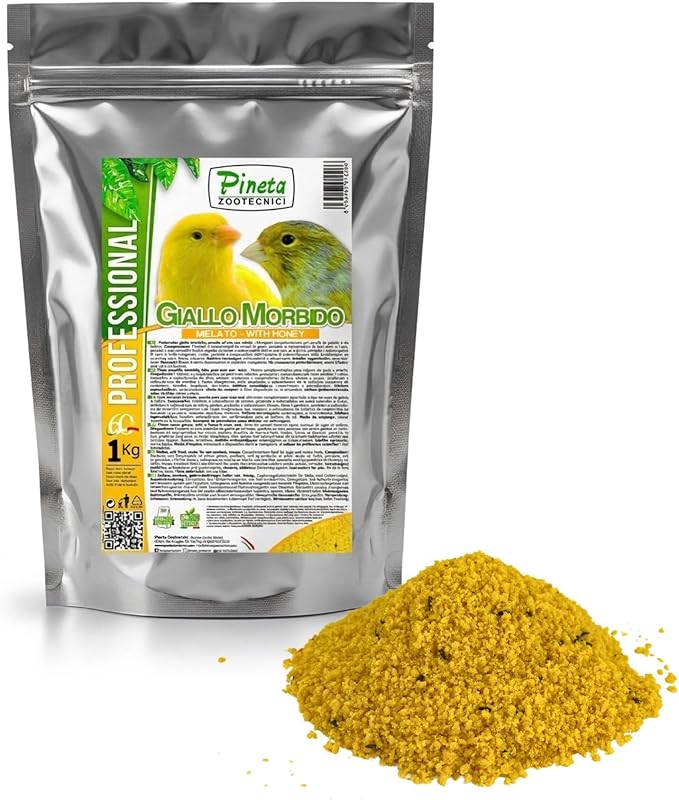 Giallo Morbido with Honey 1Kg Rich in Fats, Minerals and Proteins, Bird Food, Canary Food, Pet Accessories, Bird Breeding, Bird Egg Food, Comida para Canarios, Birds Seed , Pet Bird Food, Parakeet