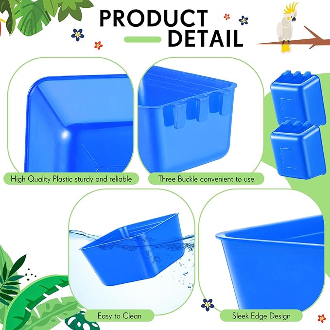 Maxdot 20 Pcs Chicken Water Feeder Cups 16 oz Pigeon Bird Feeder Cups Hanging Cage Chicken Water Cup for Pet Parrot Rooster Parakeet Bunny Gamefowl Poultry Wire Hutch(Blue)