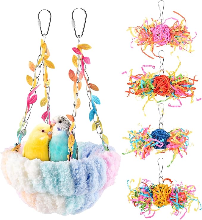 KATUMO Parakeet Nest, Parrot Breeding Bed Conure Snuggle Nest Cockatiel Swing Bed for Small Pets, Size Large