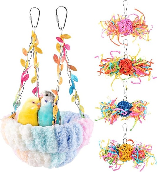 KATUMO Parakeet Nest, Parrot Breeding Bed Conure Snuggle Nest Cockatiel Swing Bed for Small Pets, Size Large