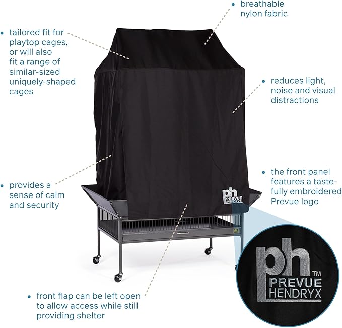Prevue Pet Products Large Bird Cage Cover - 12505 Black 36" L x 24" W x 49" H