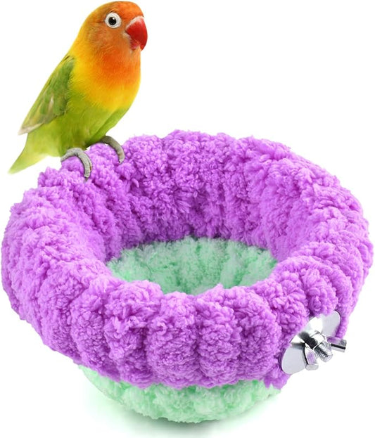 KATUMO Bird Nest, 5.5inch Small Parrot Breeding Bed for Budgie, Parakeet, Cockatiel, Conure, Lovebird, Canary, Finch Birds (Purple/Green, Small)