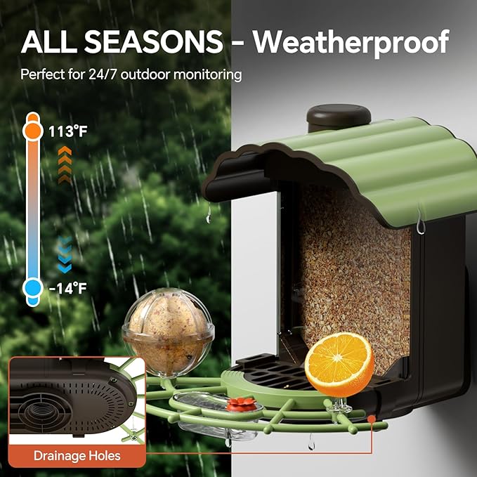 Wild Bird Feeders for Outdoors: 2L Large Capacity Bird Feeder with 4 in 1 Food Tray, Waterproof, Easy Mount, Suitable for Finch, Cardinal, Safflower and Other Birds, Gift for Birdlovers