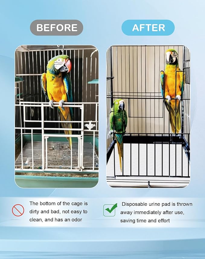Disposable Bird Cage Liner Birds Cage Liners Super Absorbent Birdcage Liners Parakeet Cage Training Accessories with Quick-Dry Surface for Cockatiels Canaries Parrots