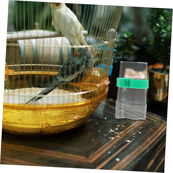 balacoo 6pcs Transparent Automatic Pet Water Feeder for Birds No Leakage Design Elastic Slots Fit Cage Spacing Easy to Use Water Feeding Tool for Bird Care
