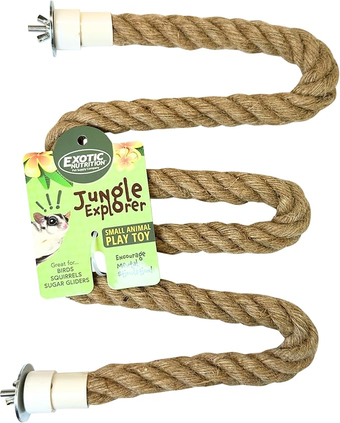 42 Inch Natural Rope (Thick) - Thick Flexible Bendable Climbing Rope Perch Cage Accessory Toy - Sugar Gliders, Squirrels, Degus, Marmosets, Monkeys, Parrots, Birds, Rats & Other Small Pets
