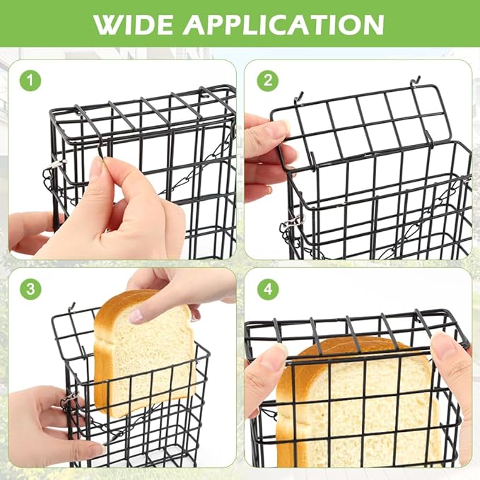 2Pcs Outdoor Suet Cage Bird Feeder, Hanging Wild Bird Feeder with Single Suet Cake Capacity, Multi-Use for Suet/Oranges/Nesting