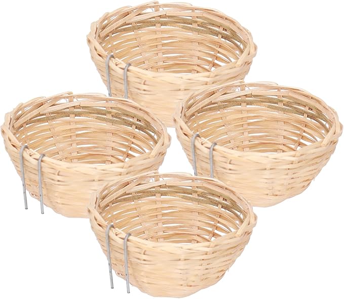 TOPINCN 4pcs, Handmade Weaving Breeding Resting Bird House with Hook Decoration for Parrots Canary