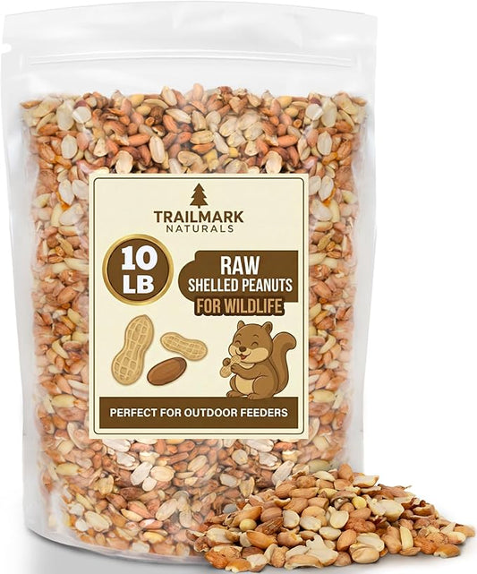 10 LB - Raw Shelled Peanuts For Squirrels, Out of Shell Peanuts For Birds and Wildlife- Squirrel Food, Wild Bird Seed -Grown in The USA