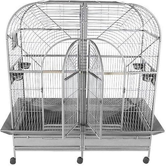 A&E Cage Co. Double Macaw Cage with Removable Divider, 64"" x32, Platinum (6432 Platinum)