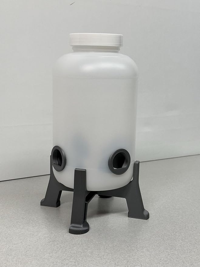 Quail Feeder Container with Feeding Ports and Stand | Ports are 3D Printed | Made in USA (4-Quart, Pink)
