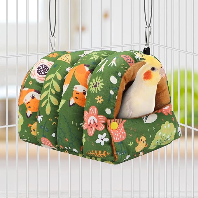 2 Packs, Bird Nest House Winter Warm Snuggle Hut Bird Bed Hanging Hammock for Parrots Budgies Parakeets Caique Senegal Cockatiels Conures (L)