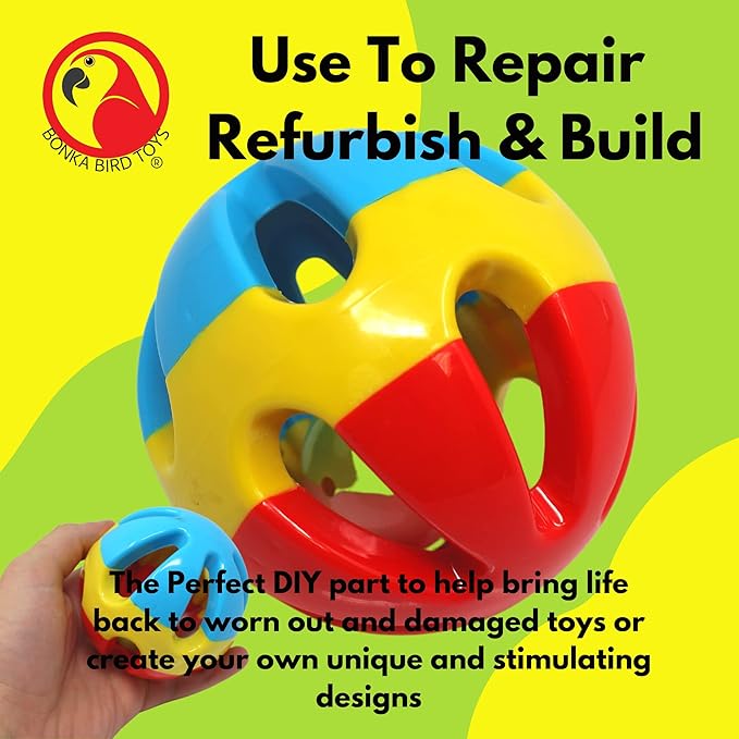 Bonka Bird Toys 2373 Soccer Rattle Ball 3.50" Diameter Large Parrot Rattle Foot Talon Cage Toy, Cockatoo, Macaw, Eclectus, and Similar